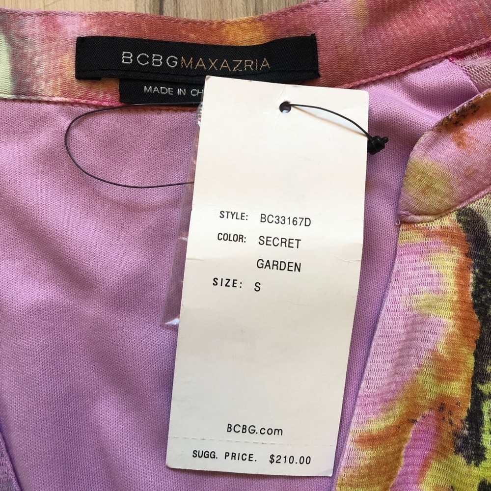 BCBGMAXAZRIA Secret Garden Floral A-Line Dress NWT BC33167D Mesh Small Light - Picture 7 of 15